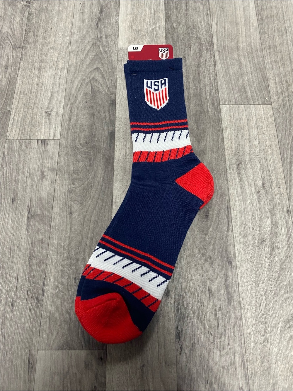 LG Men’s Athletic Crew Socks - Navy, Red & White